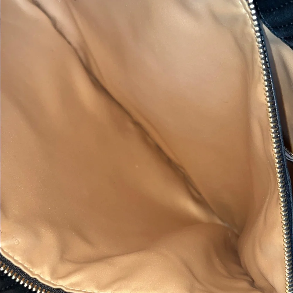 Henri Bendel Black Quilted lambskin Satchel with Gold Details